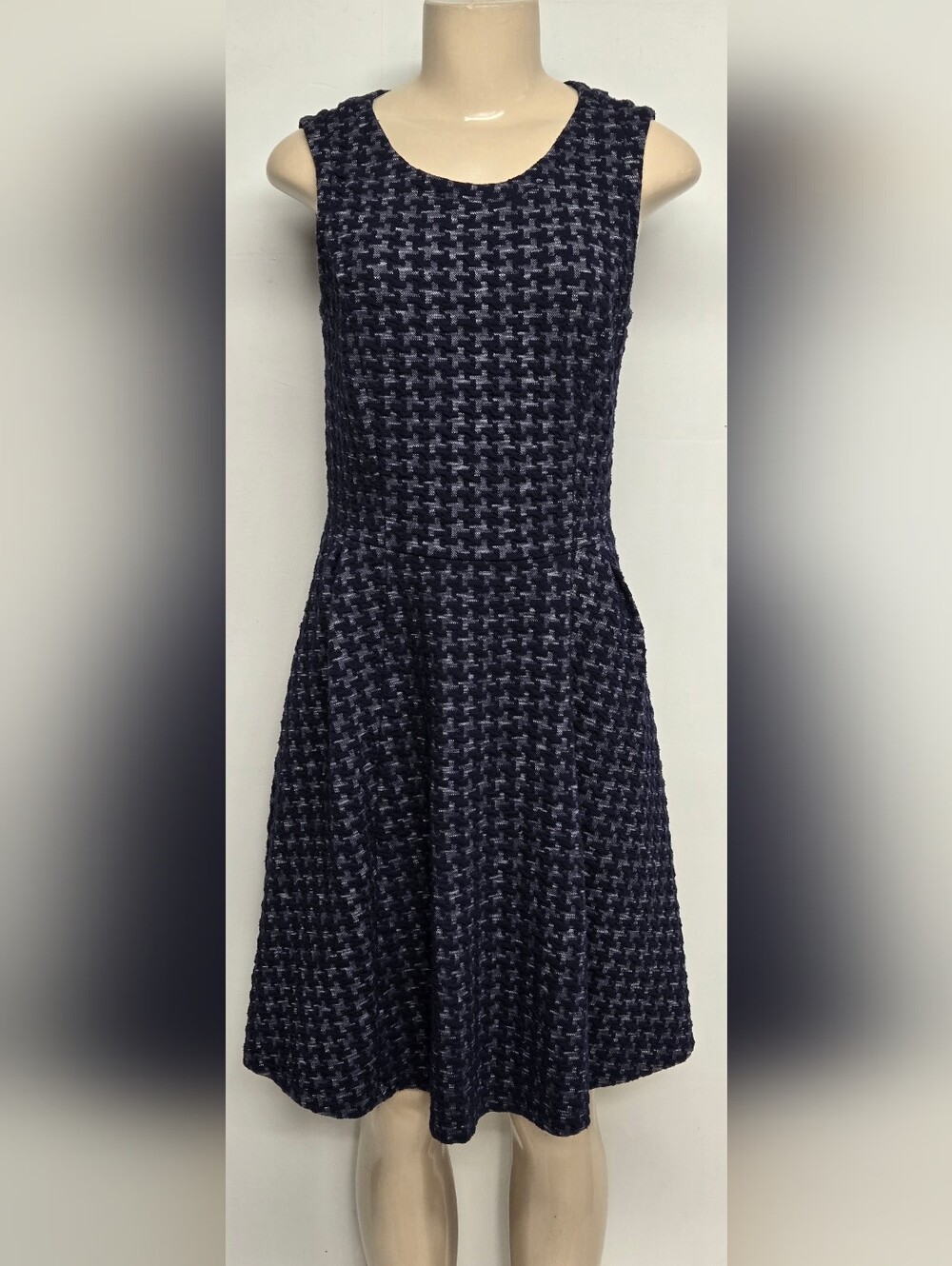 Merona XS Pullover Dress Navy Blue Textured Knit Sleeveless Stretch